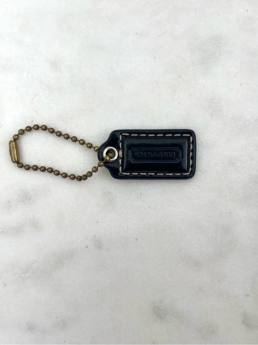 COACH Mini Patent Leather Hang Tag, Black with Contrast Stitching